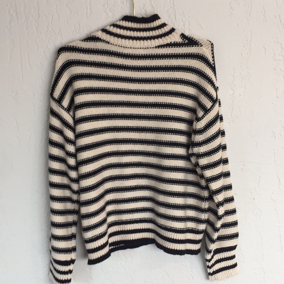 JCrew Cable-Knit Mock-neck Pullover in Stripe With Jewel Buttons- - Picture 4 of 9